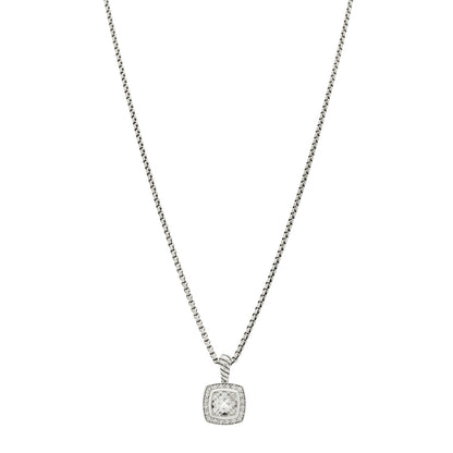David Yurman Sterling Silver Diamond Whit Topaz 7mm Petite Albion Pendant Necklace 1 of 6