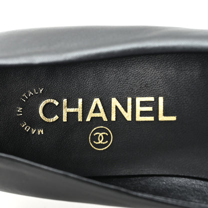 Chanel Lambskin Cap Toe CC Ankle Chain Ballerina Flats 36.5 Black 8 of 9