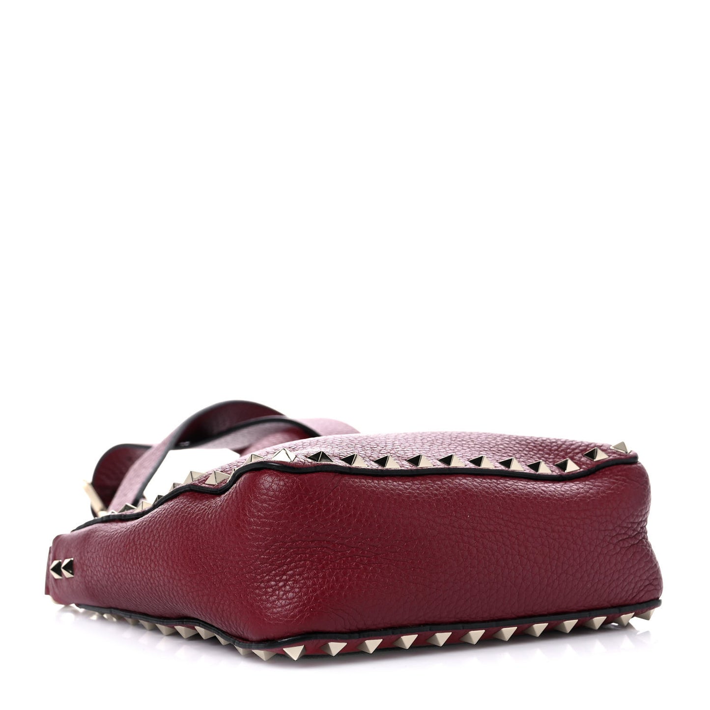 Pebbled Calfskin Mini Rockstud Flip-Lock Messenger Bag Rubino