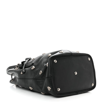 Saint Laurent Lambskin Medium Heart Studded Riva Bucket Bag Black 5 of 11