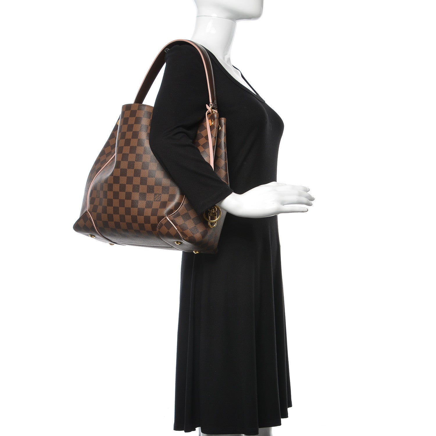 Louis Vuitton Damier Ebene Caissa Hobo Rose Ballerine 2 of 18