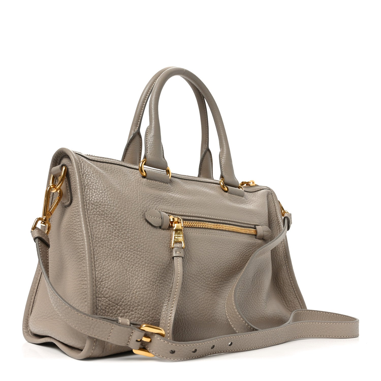 Prada Vitello Daino Shopping Satchel Pomice 3 of 9