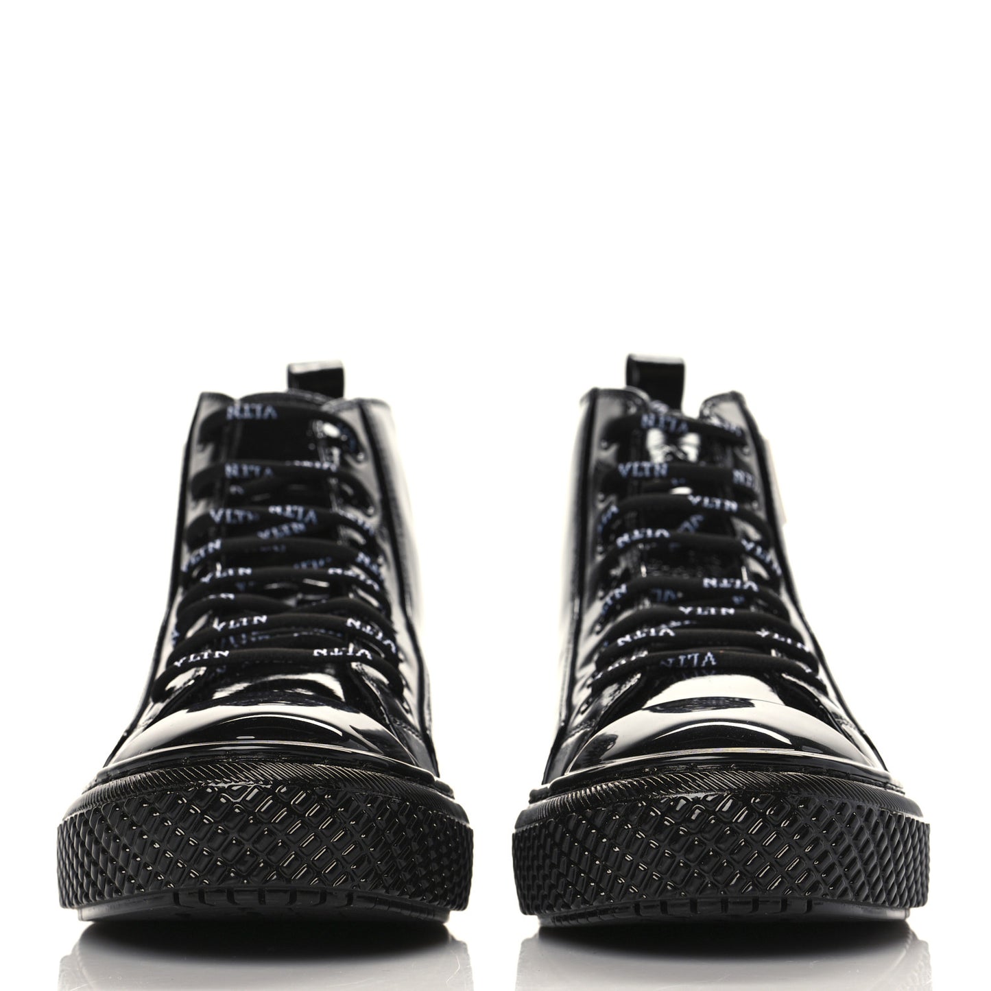 Patent Calfskin Womens VLTN High Top Sneakers 38 Black