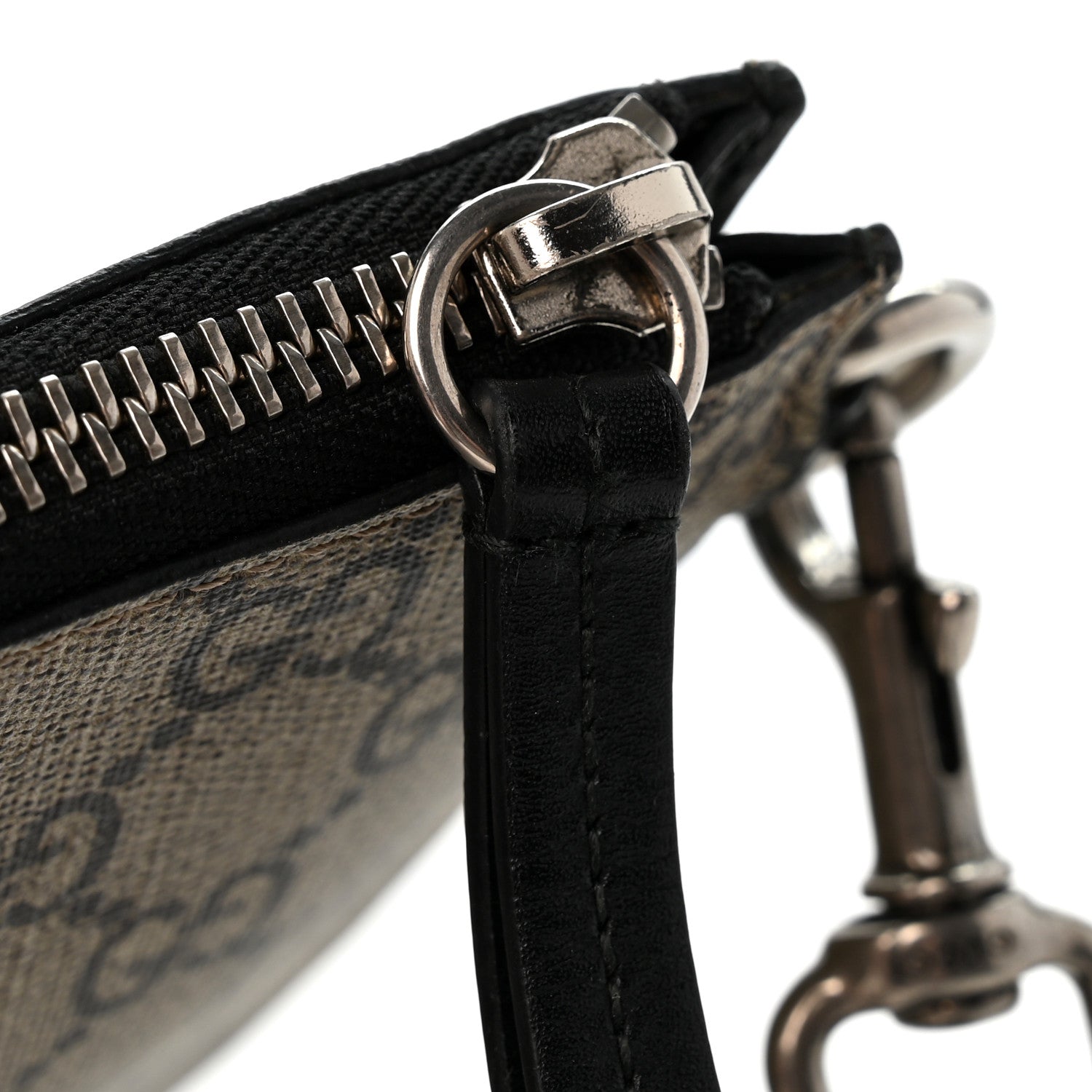 Gucci GG Supreme Monogram Tiger Zip Wristlet Pouch Beige 8 of 8