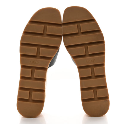 Hermes Calfskin Cork Eze 30 Sandals 41 Black 5 of 9