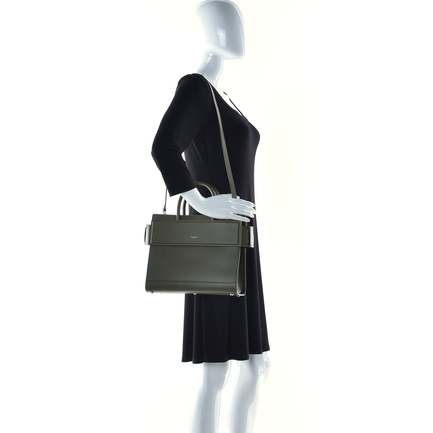 Smooth Calfskin Small Horizon Satchel Khaki