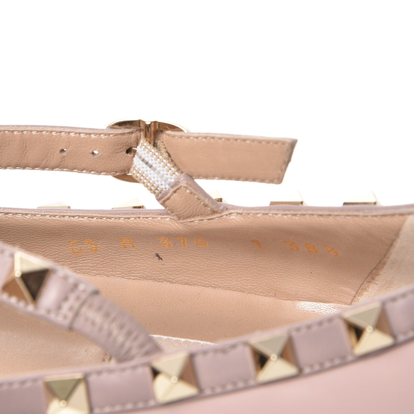 Patent Rockstud Cage Ballerina Flats 38.5 Water Rose Poudre