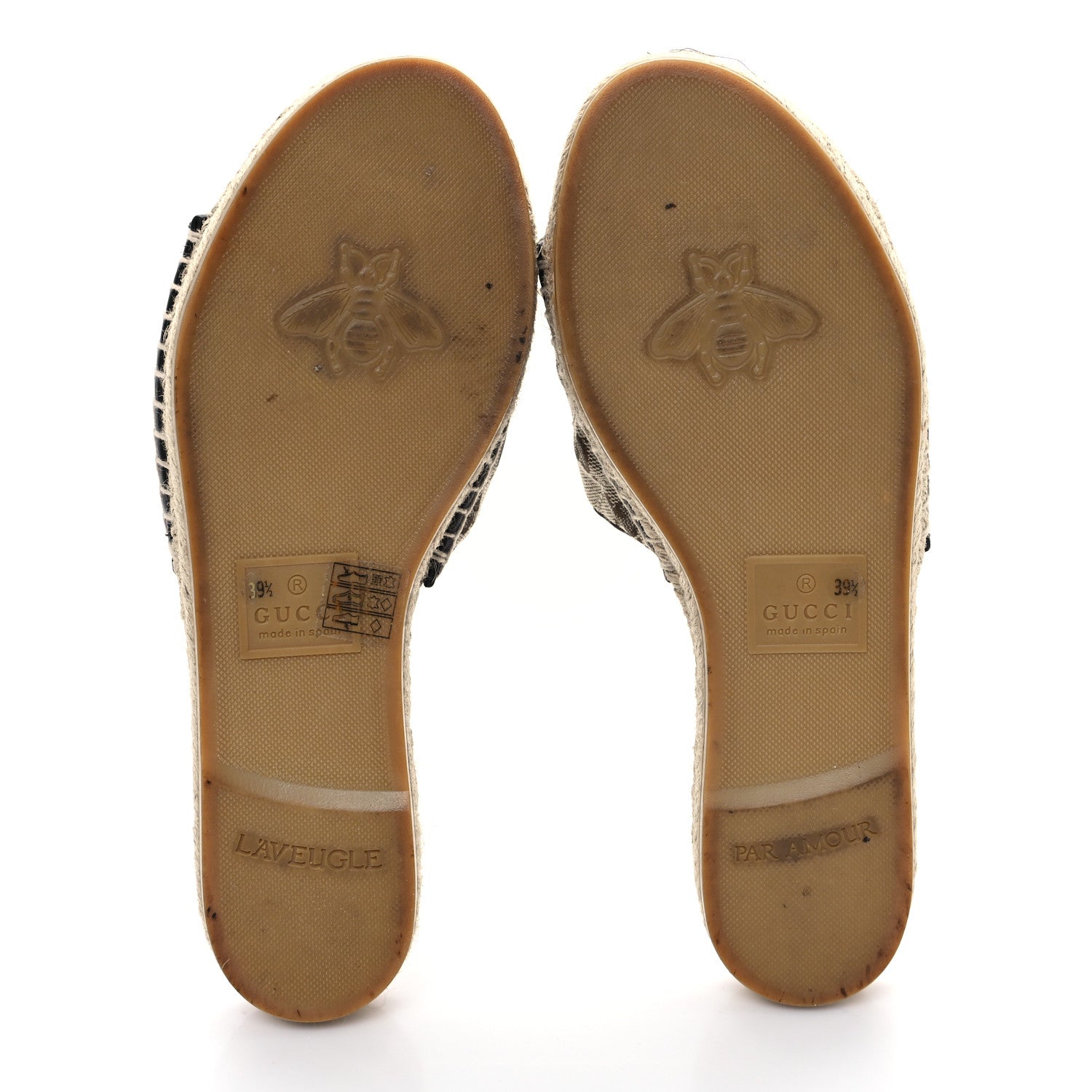 Gucci Monogram Matelasse GG Marmont Espadrille 20mm Slide Sandals 39.5 Beige Ebony Black 6 of 9