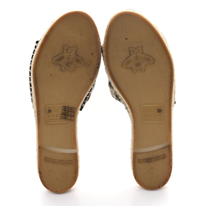 Gucci Monogram Matelasse GG Marmont Espadrille 20mm Slide Sandals 39.5 Beige Ebony Black 6 of 9