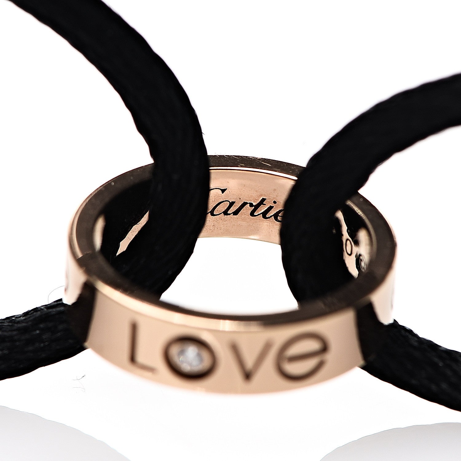 Cartier 18K Pink Gold Diamond Charity LOVE Adjustable Cord Bracelet Black 4 of 4