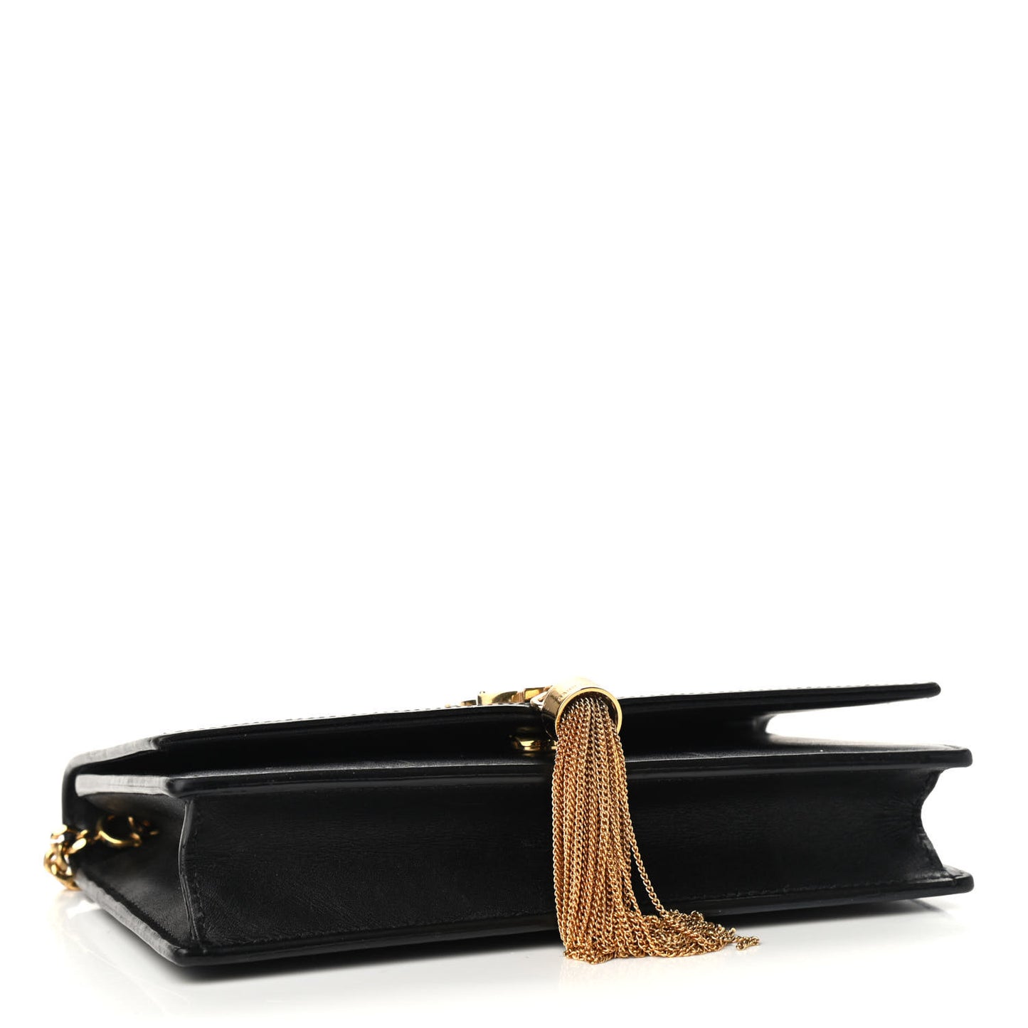 Smooth Calfskin Classic Monogram Kate Tassel Chain Wallet Black