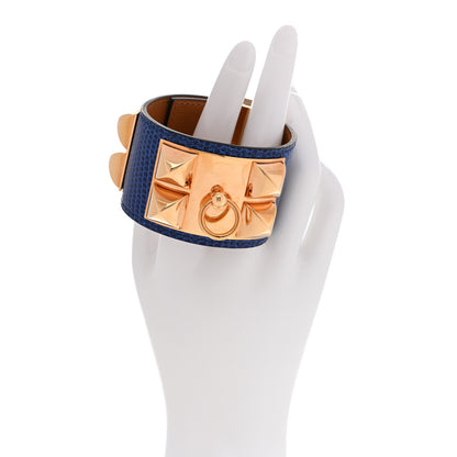 Hermes Lizard Collier de Chien CDC Bracelet T1 Bleu Saphir 2 of 5
