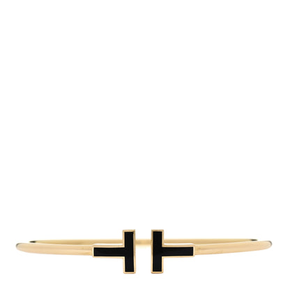 Tiffany 18K Yellow Gold Black Onyx T Wire Bracelet 1 of 4