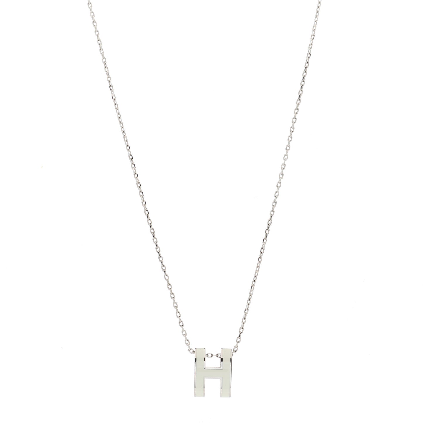 Lacquered Palladium Mini Pop H Pendant Necklace White