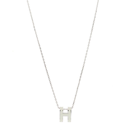 Hermes Lacquered Palladium Mini Pop H Pendant Necklace White 1 of 4