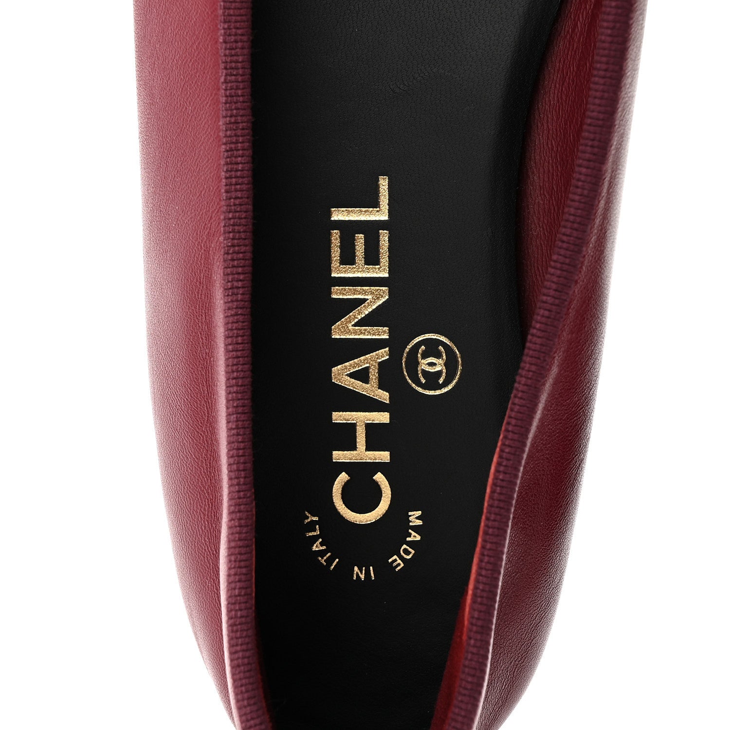 Chanel Lambskin Cap Toe CC Ballerina Flats 38 Burgundy Black 8 of 9