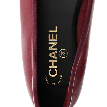 Chanel Lambskin Cap Toe CC Ballerina Flats 38 Burgundy Black 8 of 9