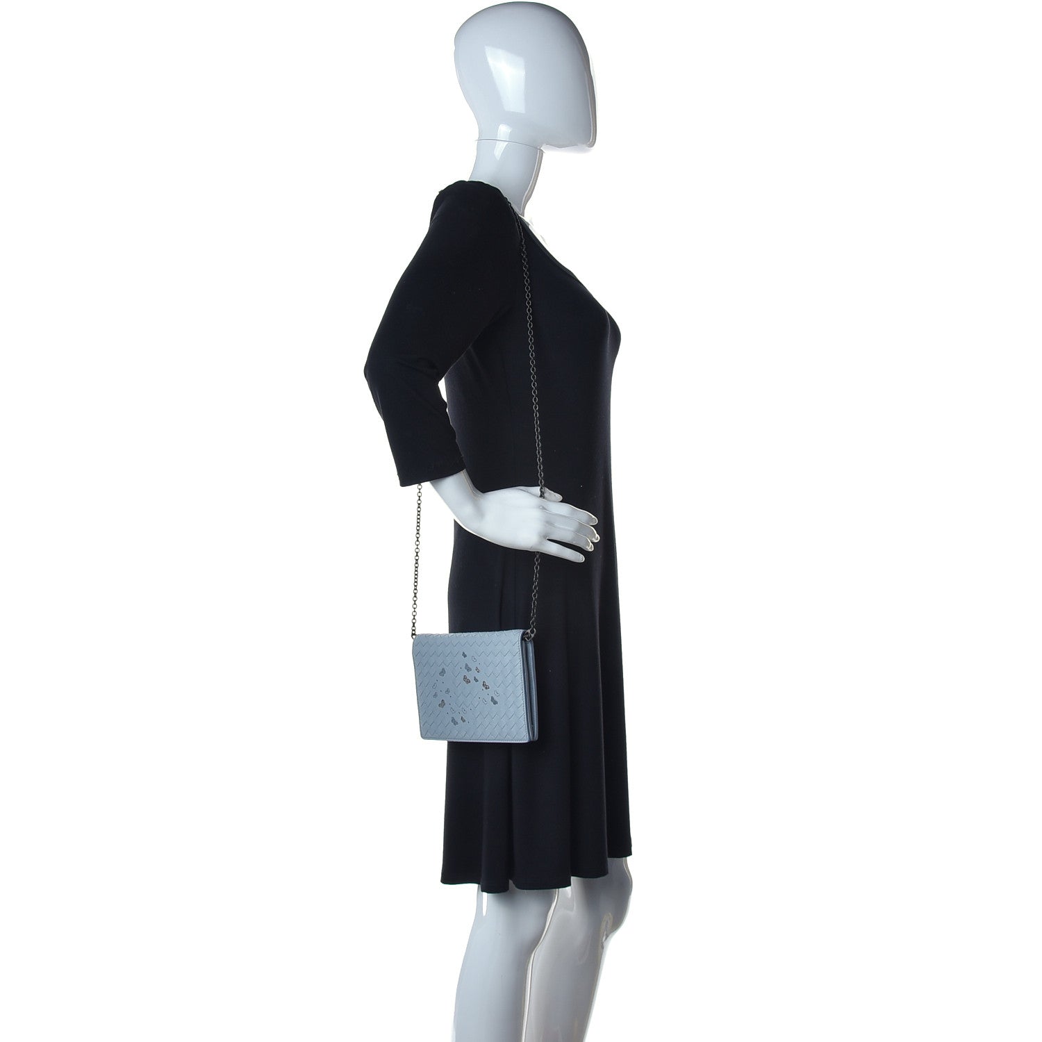 Bottega Veneta Nappa Ayers Intrecciato Butterfly Chain Wallet Light Blue 2 of 9