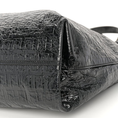 Fendi Crinkled Patent FF Hobo Shoulder Bag Black 10 of 11