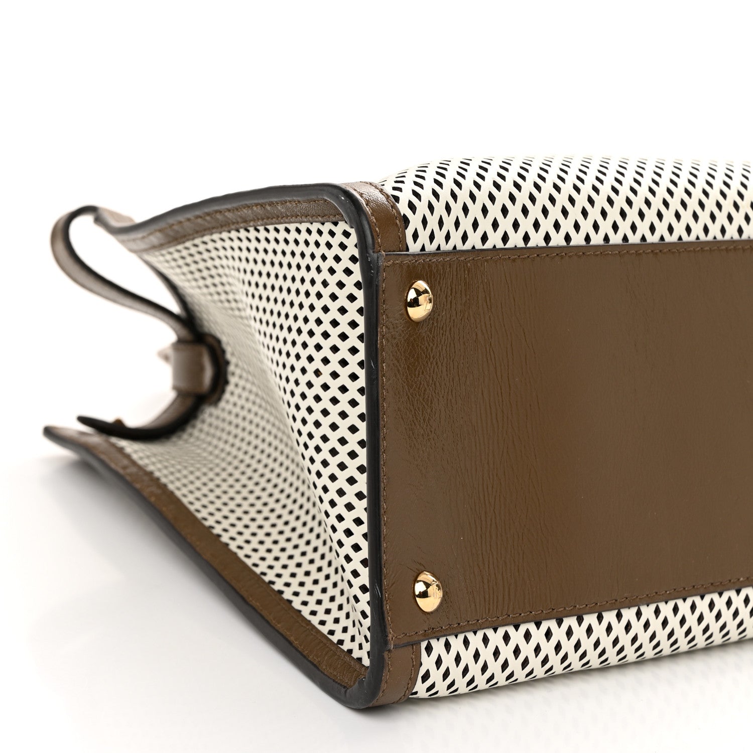 Fendi Vitello Liberty Glossy Lambskin Perforated Large Peekaboo X-Lite White Ice Rust Maya 8 of 10