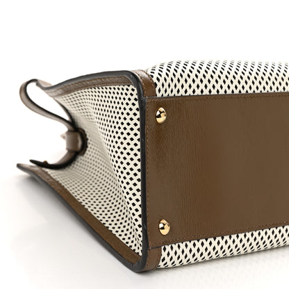 Fendi Vitello Liberty Glossy Lambskin Perforated Large Peekaboo X-Lite White Ice Rust Maya 8 of 10