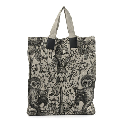 Gucci X JAYDE FISH Linen Garden Vertical Tote Black Beige 1 of 9