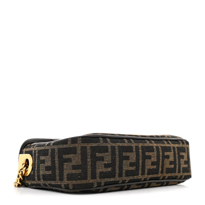Fendi Fabric Jacquard FF 1974 Midi Chain Baguette Tobacco Moro 4 of 10