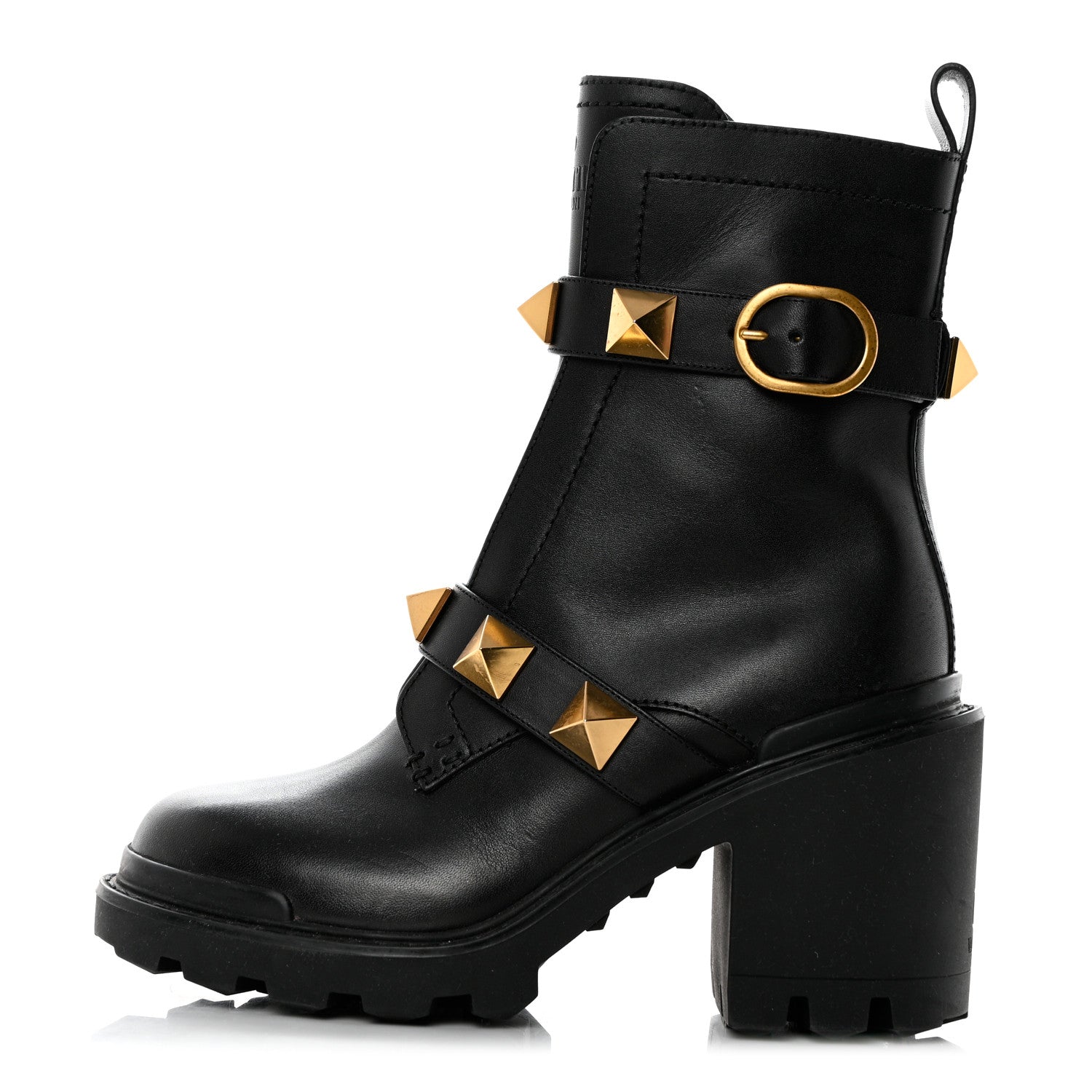 Valentino Garavani Calfskin Roman Stud 20/85mm Combat Boots 36.5 Black 1 of 10
