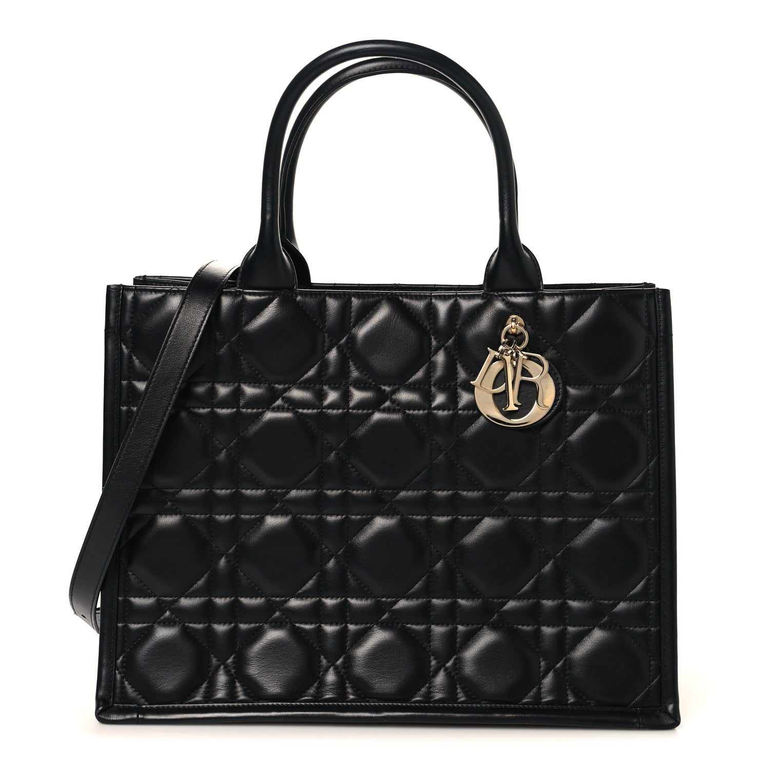 Christian Dior Calfskin Macro Cannage Medium Book Tote Black 1 of 12