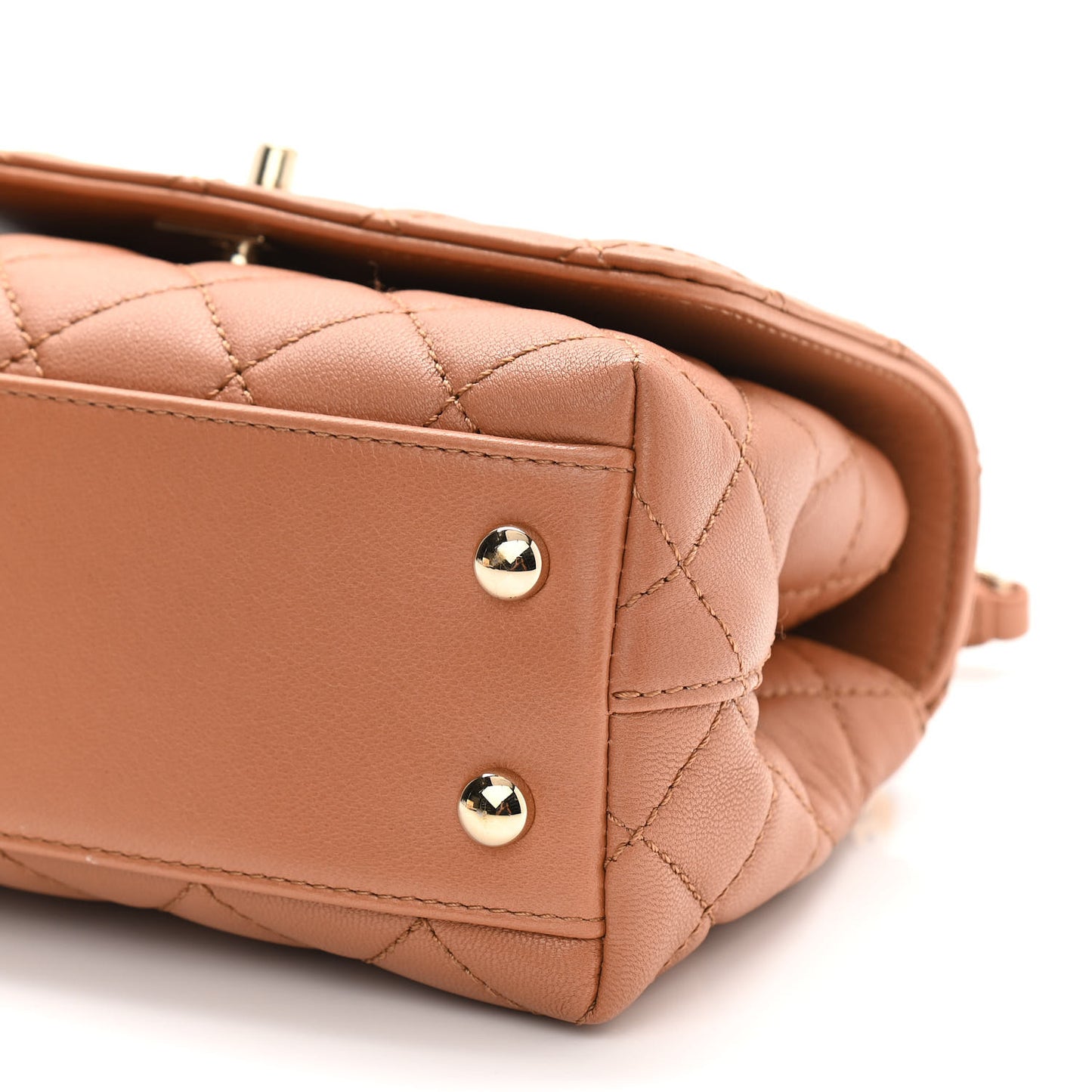 Goatskin Quilted Extra Mini Rainbow Coco Handle Flap Brown