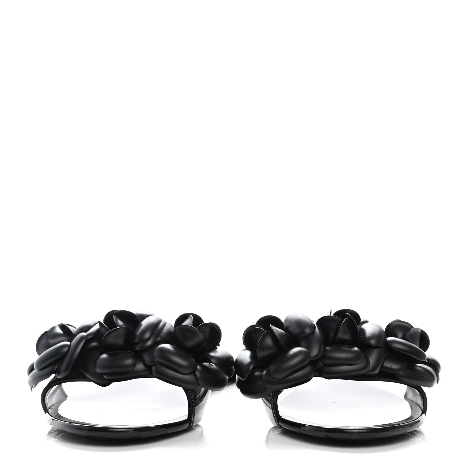 Chanel Patent Quilted Camellia Sandal 38 Black 2 of 14