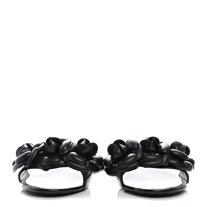 Chanel Patent Quilted Camellia Sandal 38 Black 2 of 14