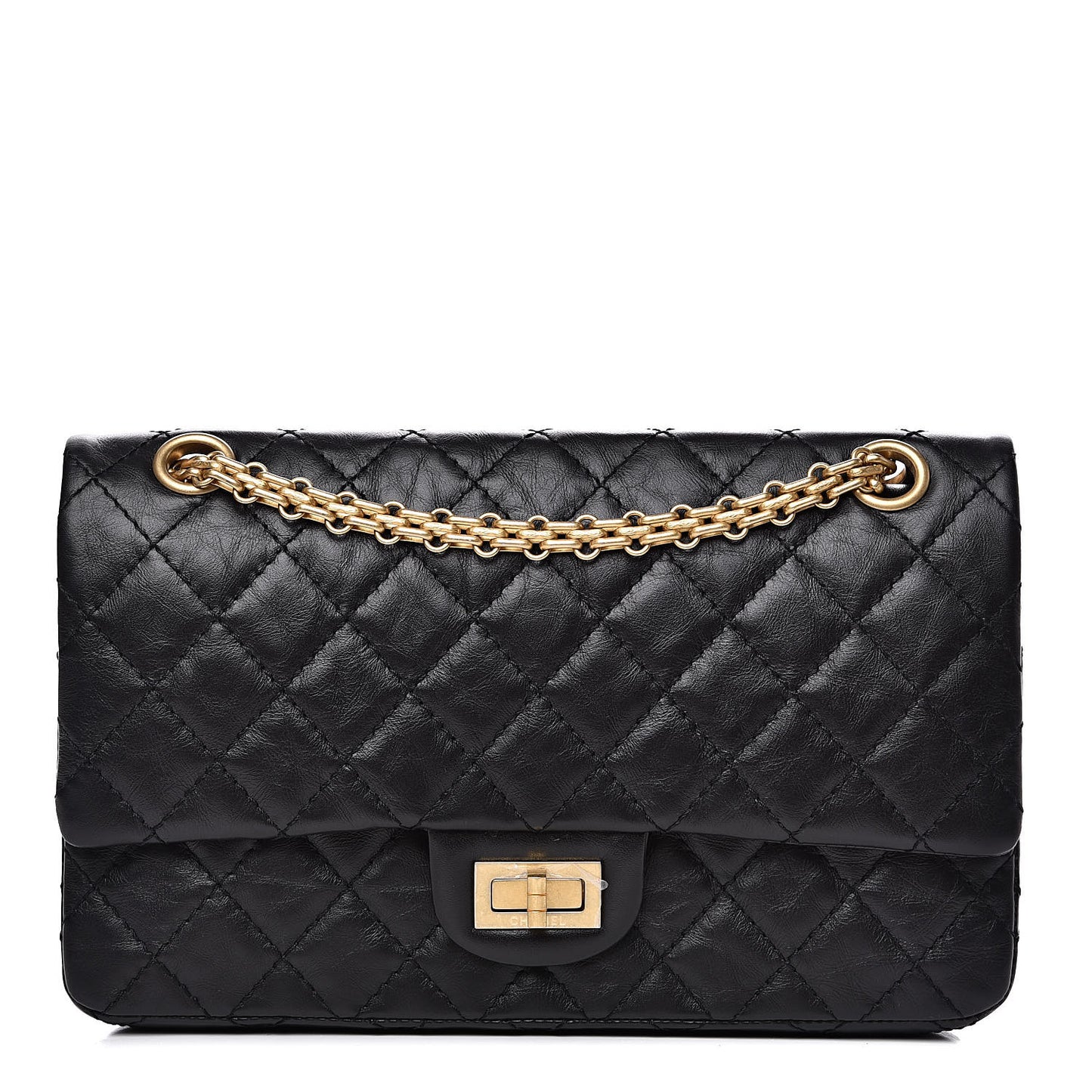 Aged Calfskin Quilted 2.55 Reissue 225 Flap Black