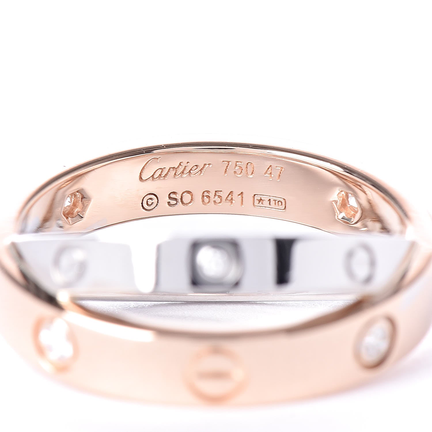 Cartier 18K Pink White Gold 6 Diamonds LOVE Ring 47 4 5 of 5
