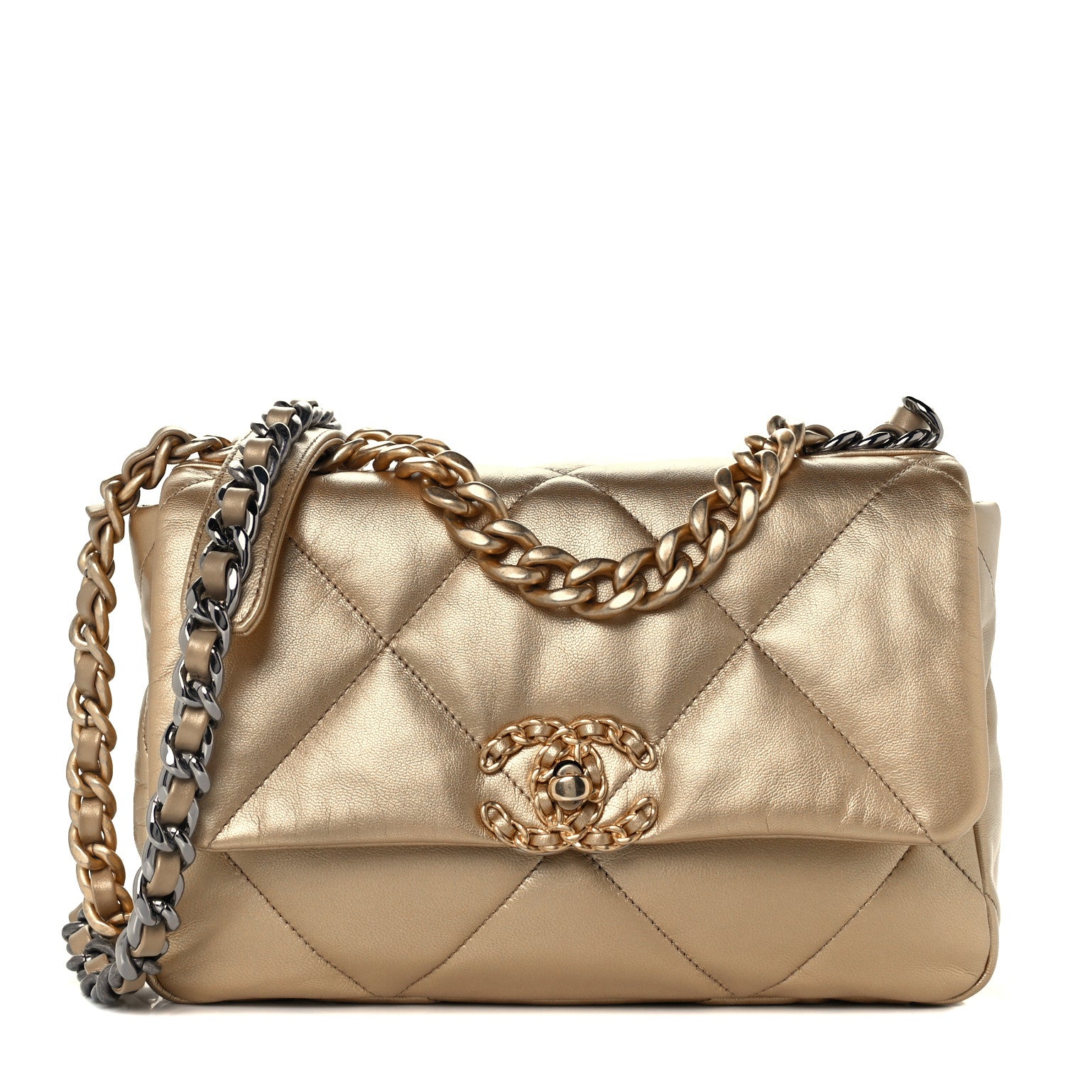 Chanel Metallic Lambskin Quilted Medium Chanel 19 Flap Gold 1 of 11
