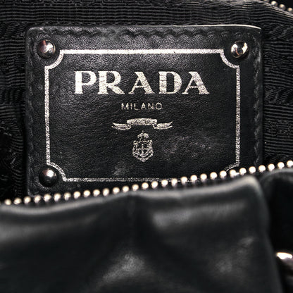 Prada Soft Calfskin Pleated Hobo Black 5 of 13