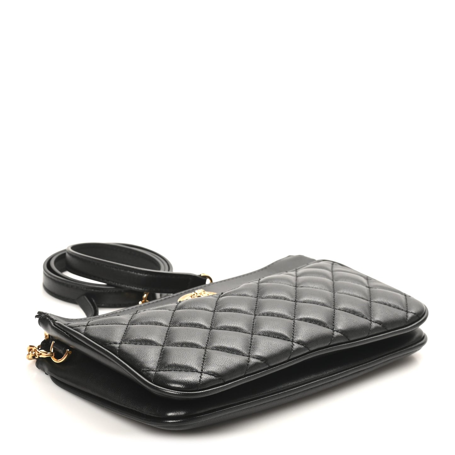 Nappa Quilted La Medusa Shoulder Bag Black