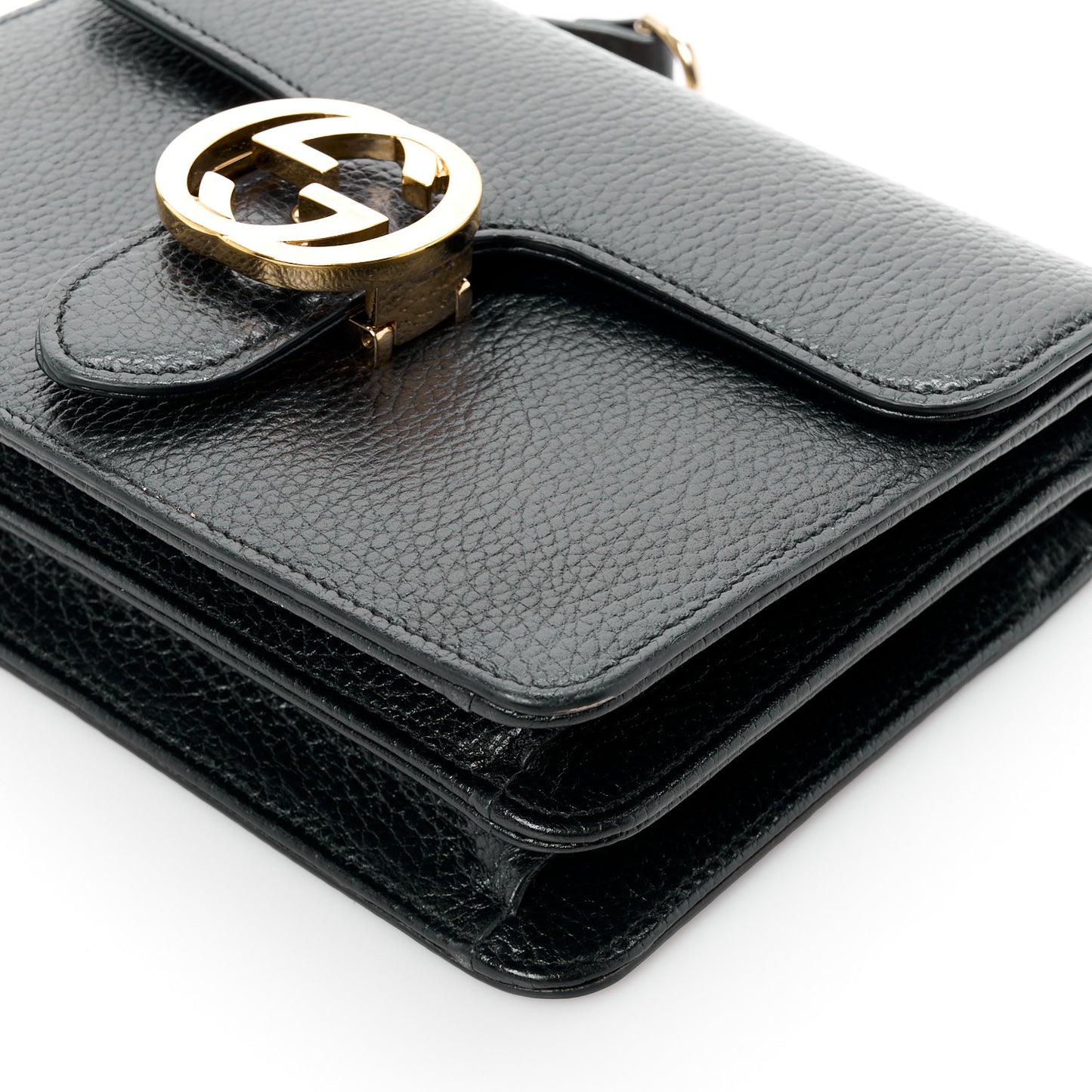Dollar Calfskin Small Interlocking G Shoulder Bag Black