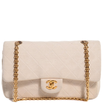Chanel Jersey Quilted Medium Double Flap Beige 1 of 9