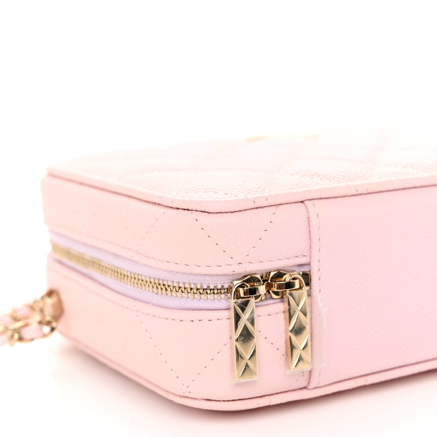 Caviar Quilted Top Handle Vanity Case Pink