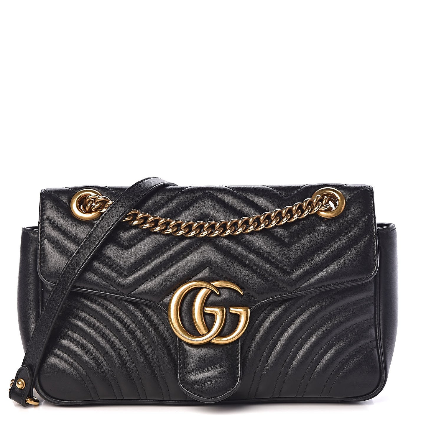 Calfskin Matelasse Small GG Marmont Shoulder Bag Black