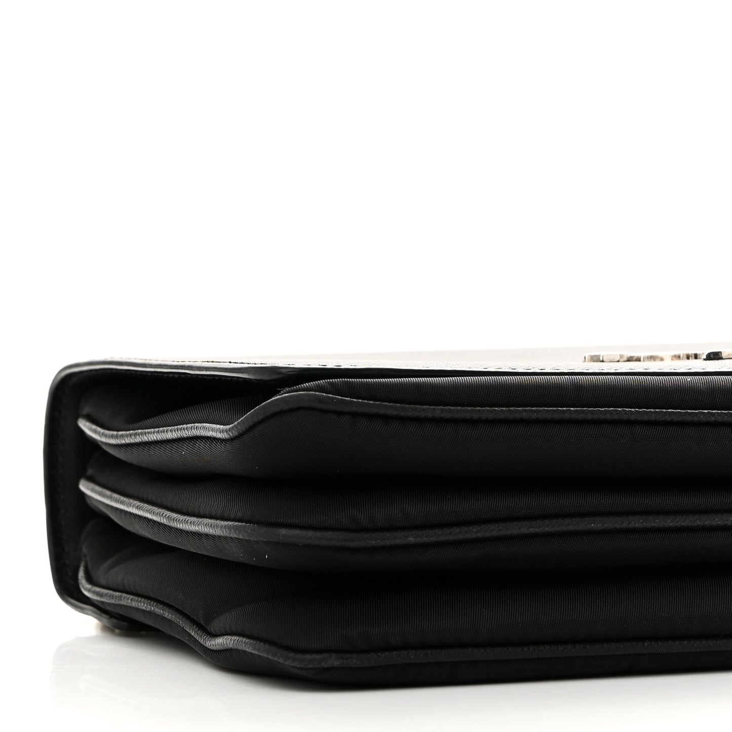 Saffiano Tessuto Nylon Chain Shoulder Bag Black