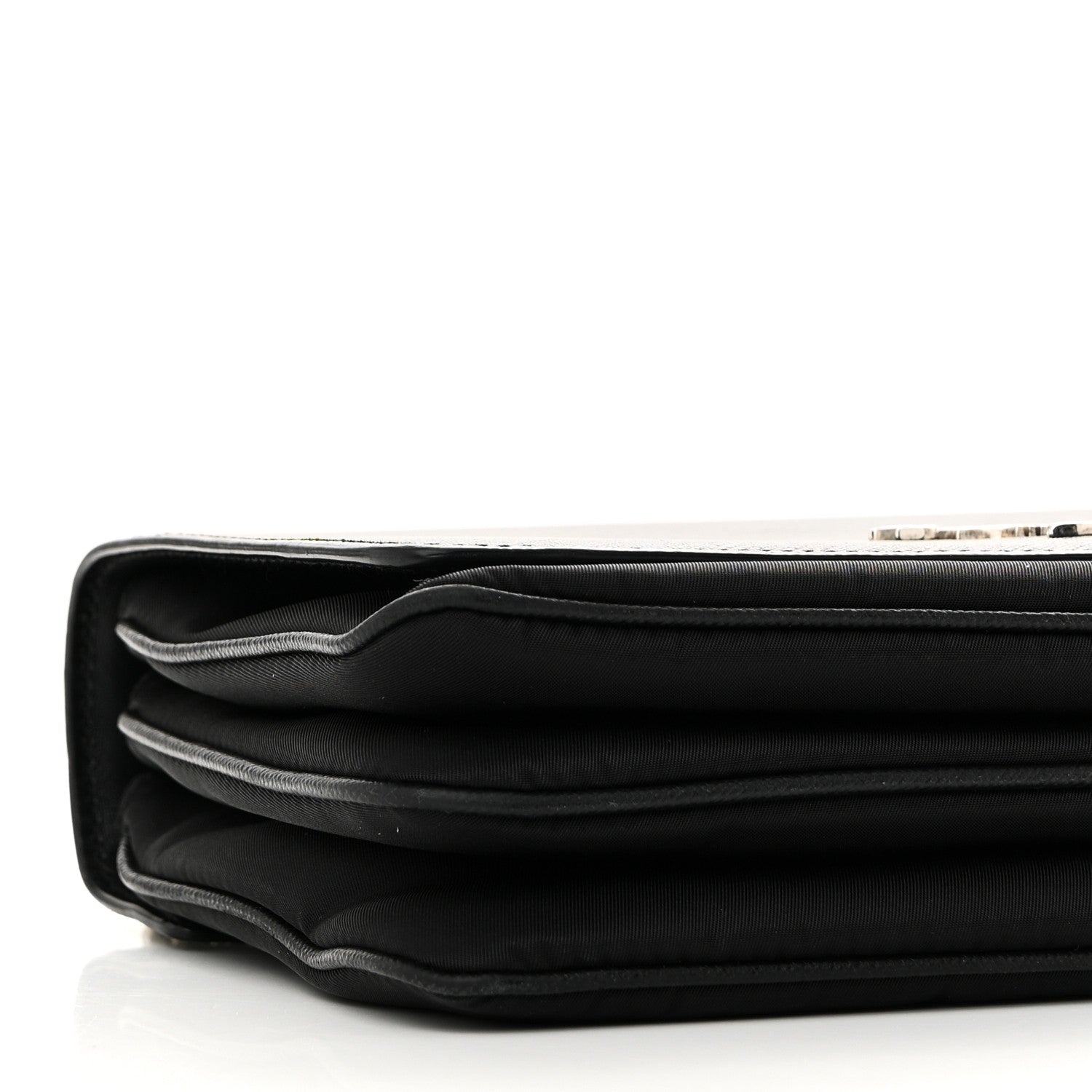 Prada Saffiano Tessuto Nylon Chain Shoulder Bag Black 8 of 9