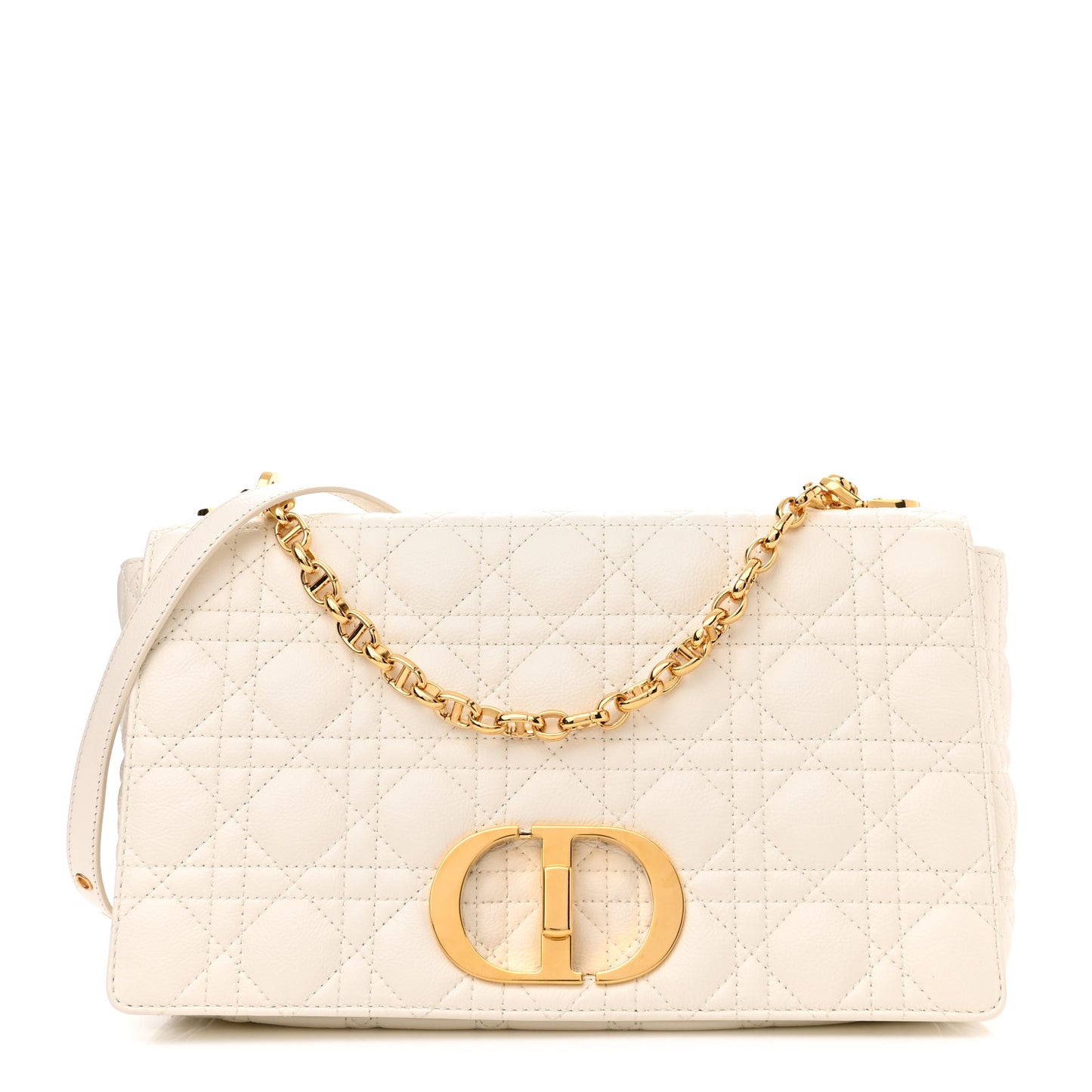 Grained Calfskin Cannage Large Caro Bag Latte