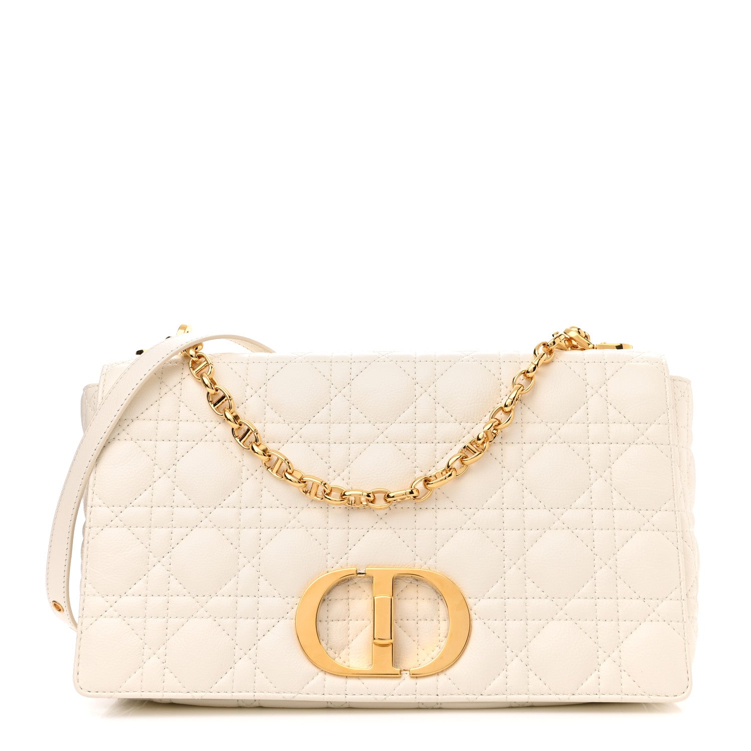 Christian Dior Grained Calfskin Cannage Large Caro Bag Latte 1 of 10