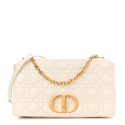 Christian Dior Grained Calfskin Cannage Large Caro Bag Latte 1 of 10