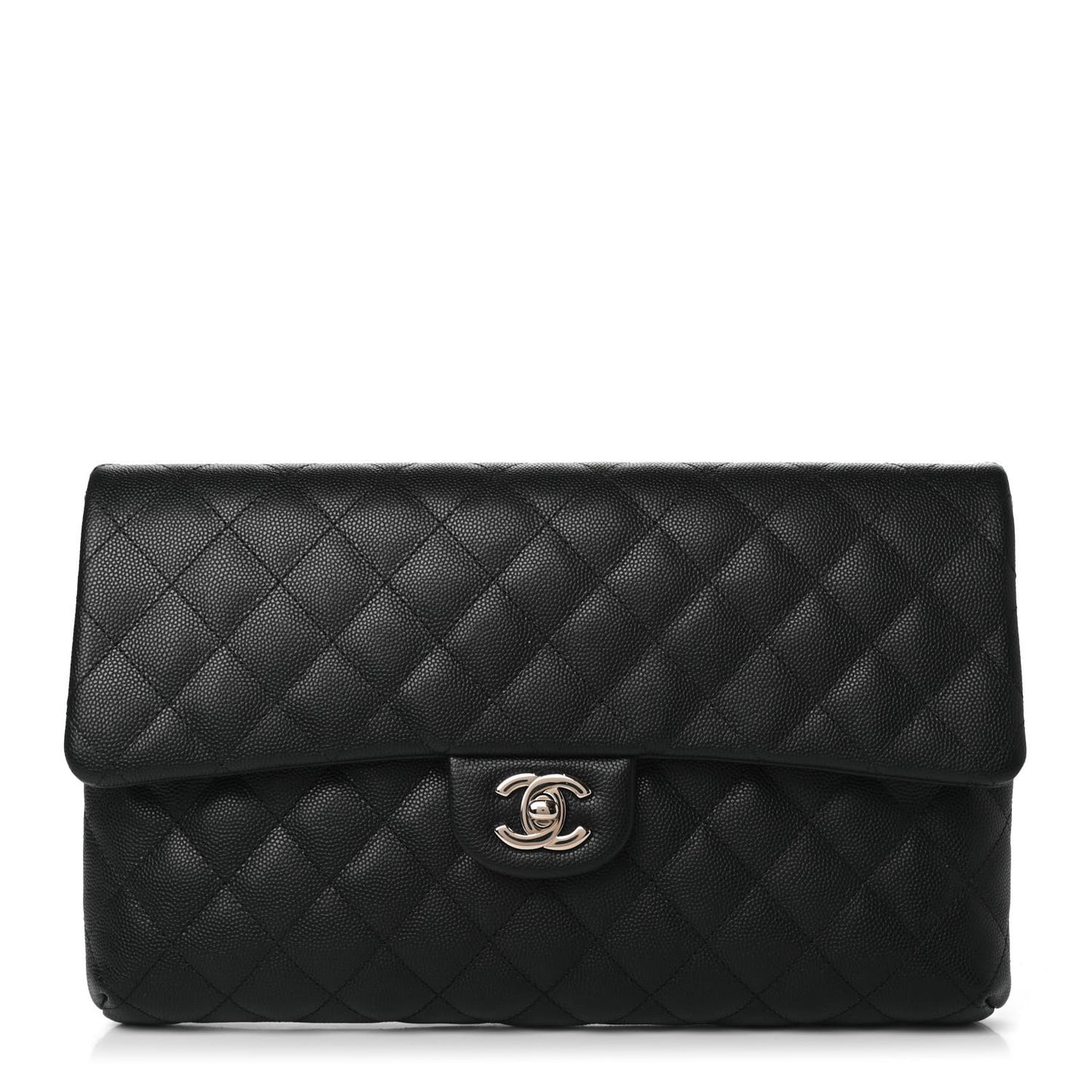 Caviar Quilted Flap Clutch Black