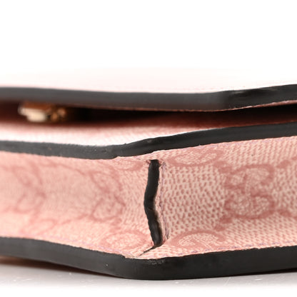 Gucci GG Supreme Monogram Textured Calfskin Emblem Wallet On Chain Pink 10 of 11