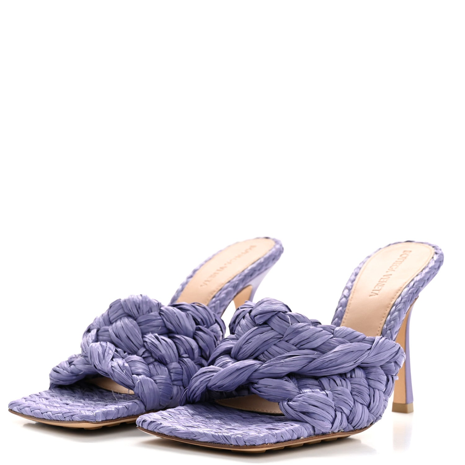 Bottega Veneta Raffia Twisted Intrecciato Stretch Mule Sandals 37 Lavender 4 of 8