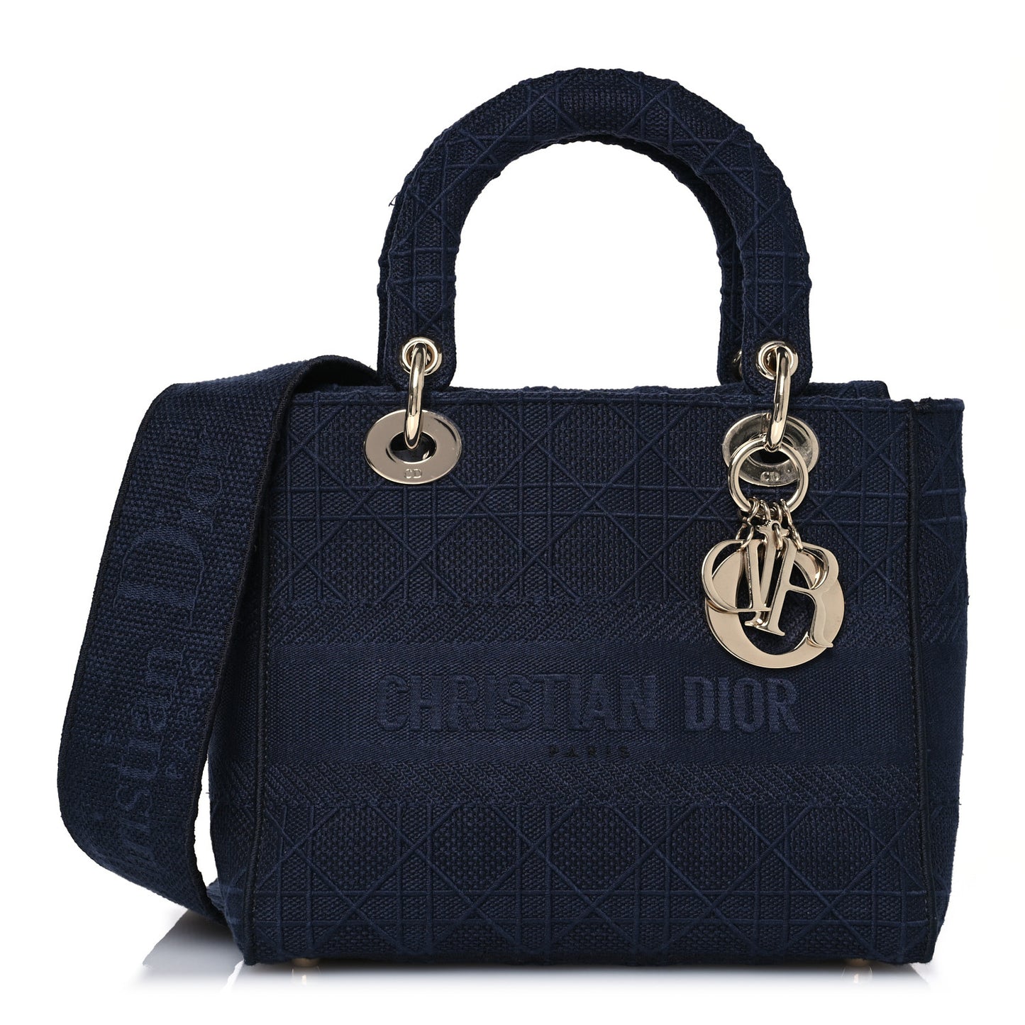Canvas Embroidered Cannage Medium Lady D-Lite Navy